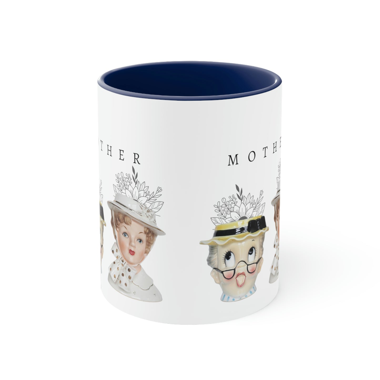 Head Vase - Lady Head Vase- Mother Coffee Cup-Accent Coffee Mug, 11oz