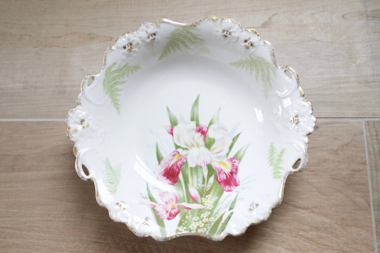 Antique Bavaria Iris Bowl- Porcelain Bowl Floral-Antique, Rosenthal, R.C. Bavaria, Irises