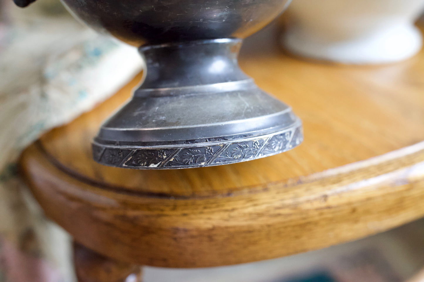 Antique TeaPot- Etched- Heart, Silver Antique Teapot-Pelton Bros & Co. Teapot Triple Plate