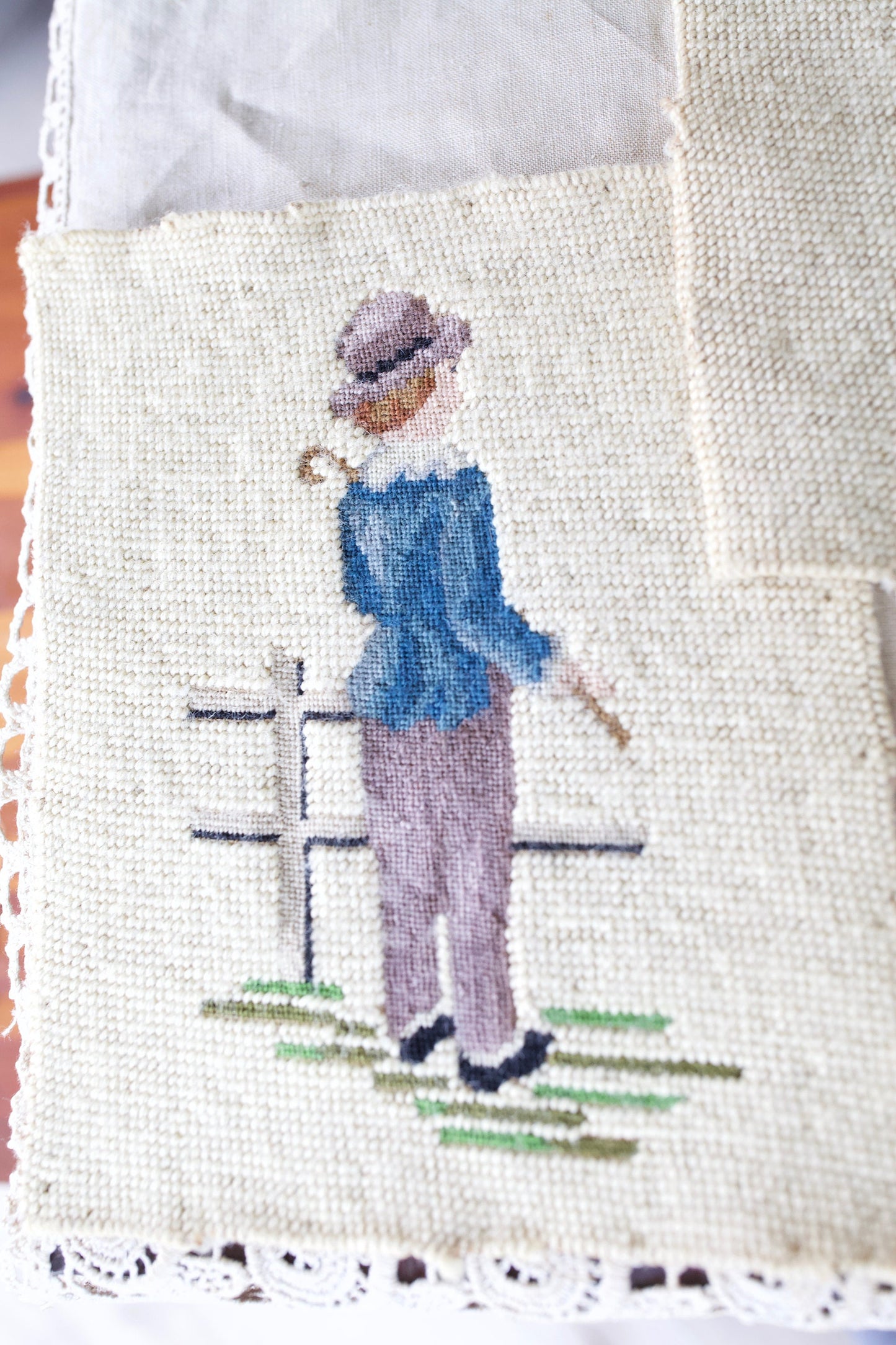 Vintage Needlepoint Man and Woman 8x10"