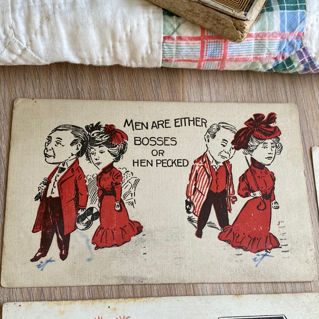 Antique postcards - funny postcard - marriage humor-postcard