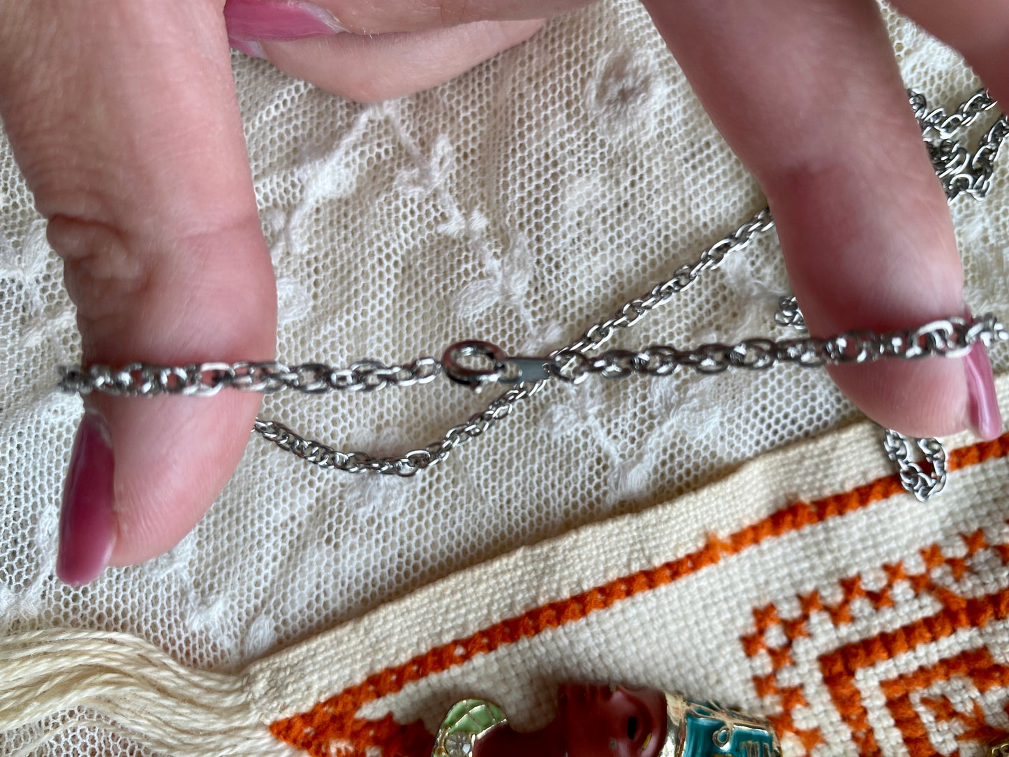 Vintage Egyptian Jewelry - necklace, clip earrings, brooch