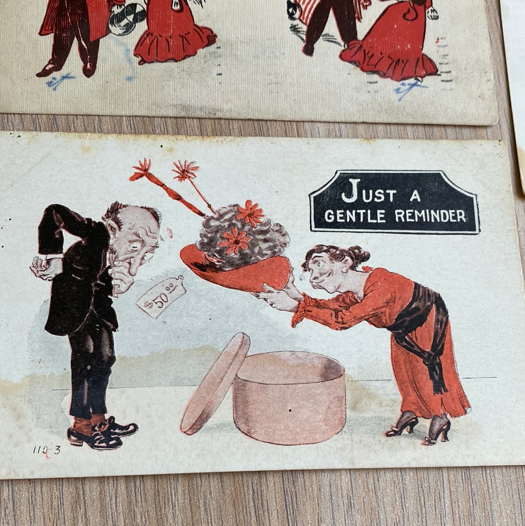 Antique postcards - funny postcard - marriage humor-postcard